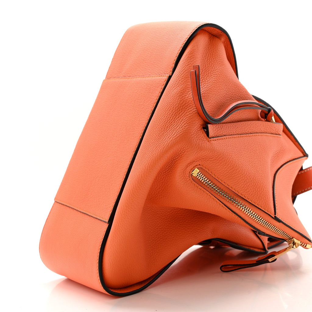 Grained Calfskin Small Hammock Shoulder Bag Apricot Orange