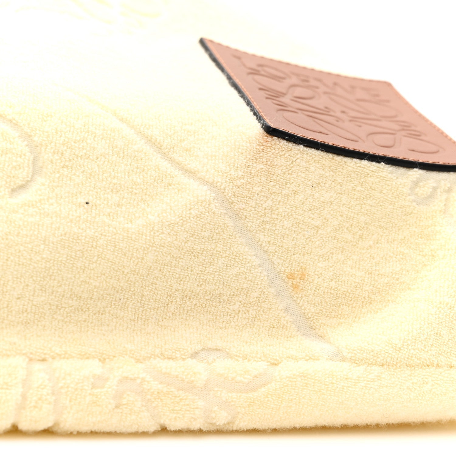 X PAULA'S IBIZA Terry Cloth Calfskin Drawstring Pouch Natural Tan