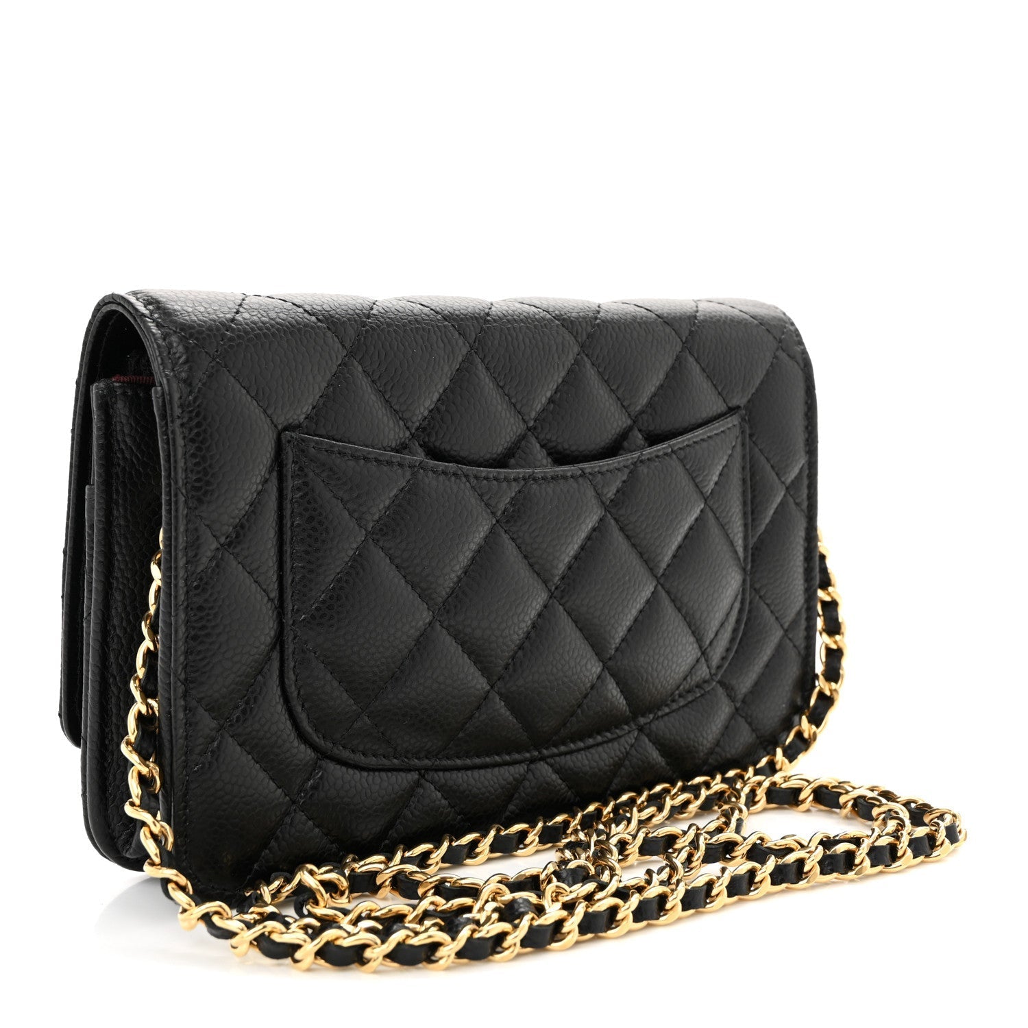 Caviar Quilted Wallet on Chain WOC Black