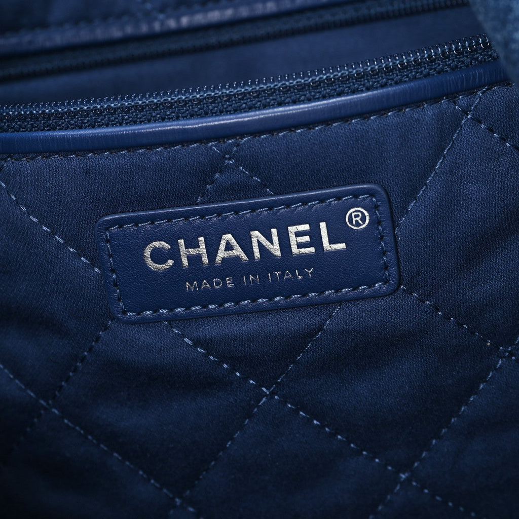 Denim Patchwork Logo Chanel 22 Blue