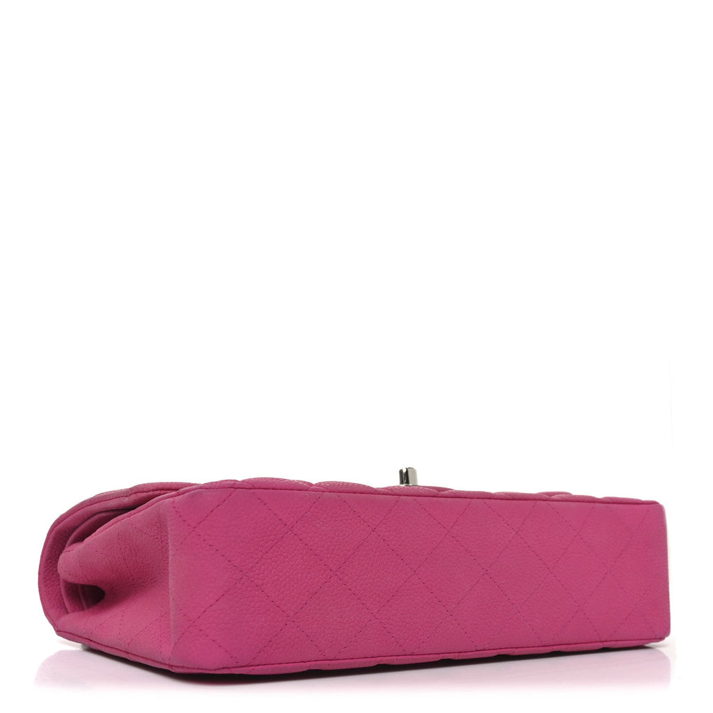 Iridescent Caviar Quilted Medium Double Flap Pink