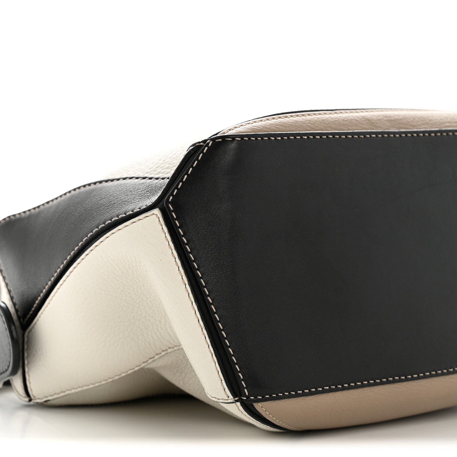 Calfskin Small Puzzle Bag Sand Soft White Black