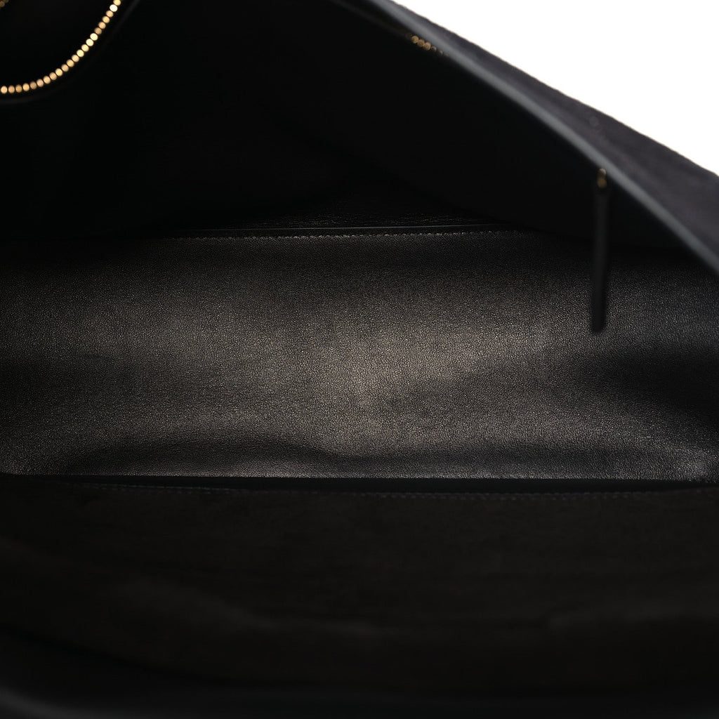 Suede Calfskin Small Souplissimo Maxi Flap Black
