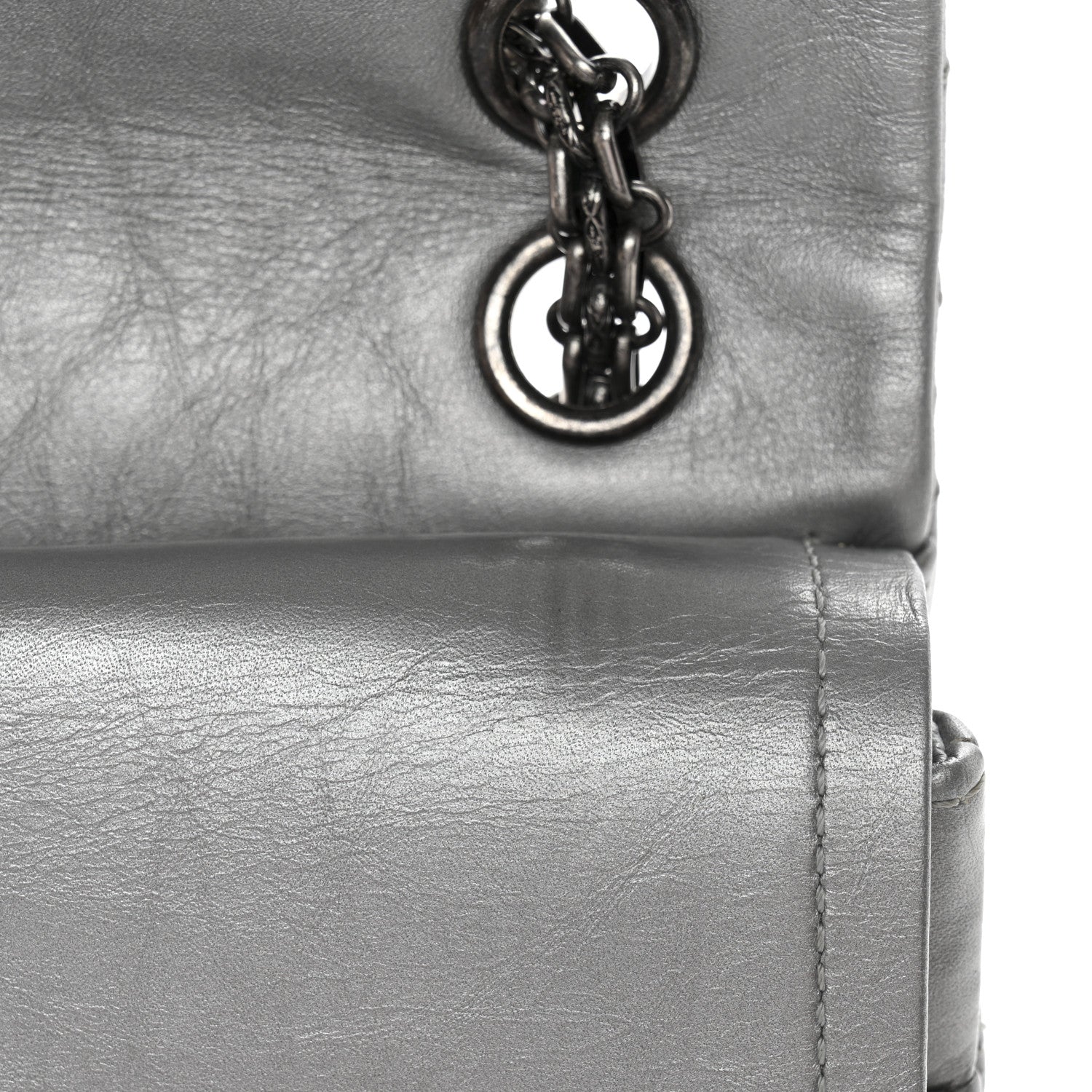 Metallic Aged Calfskin Quilted 2.55 Reissue 226 Flap Silver