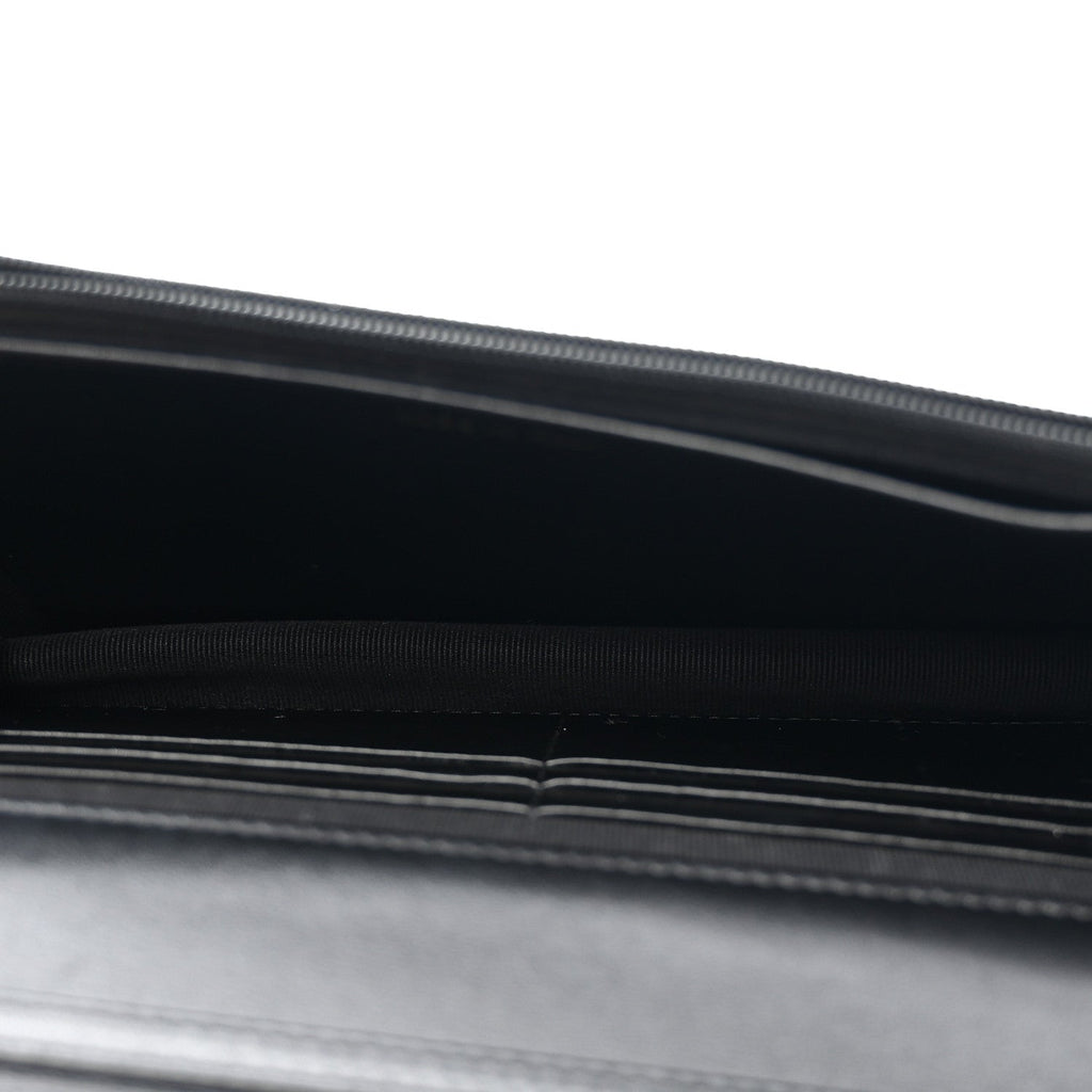 Lambskin Quilted Twisted CC Wallet On Chain WOC Black