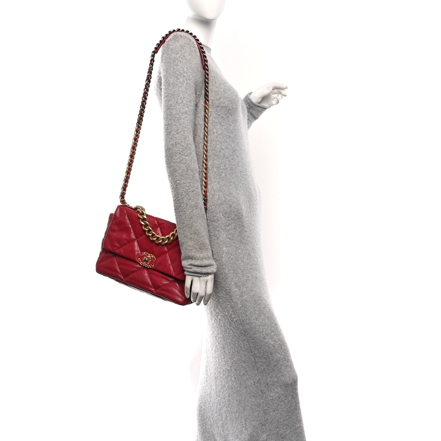 Lambskin Quilted Large Chanel 19 Flap Red