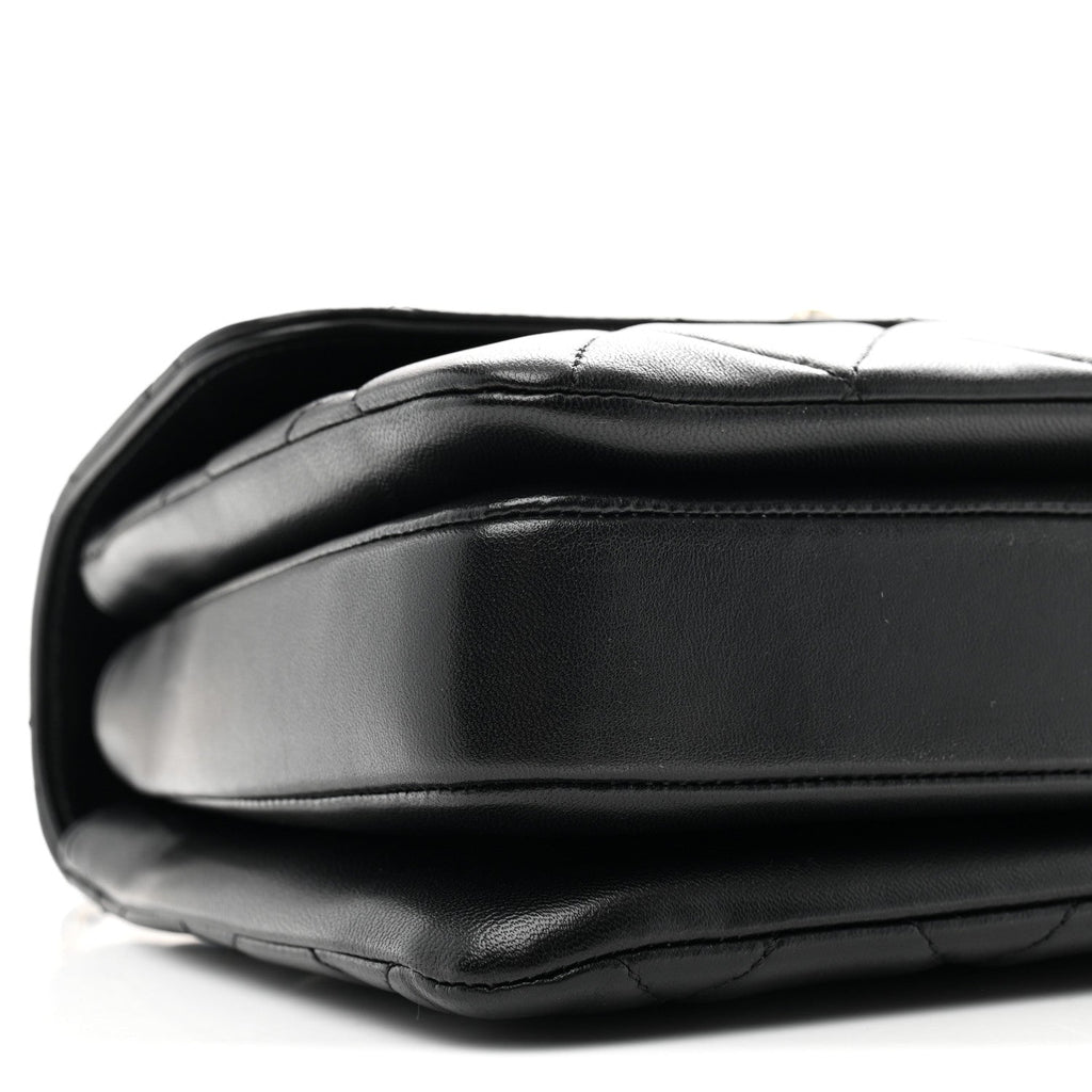 Lambskin Quilted Small Trendy CC Dual Handle Flap Bag Black