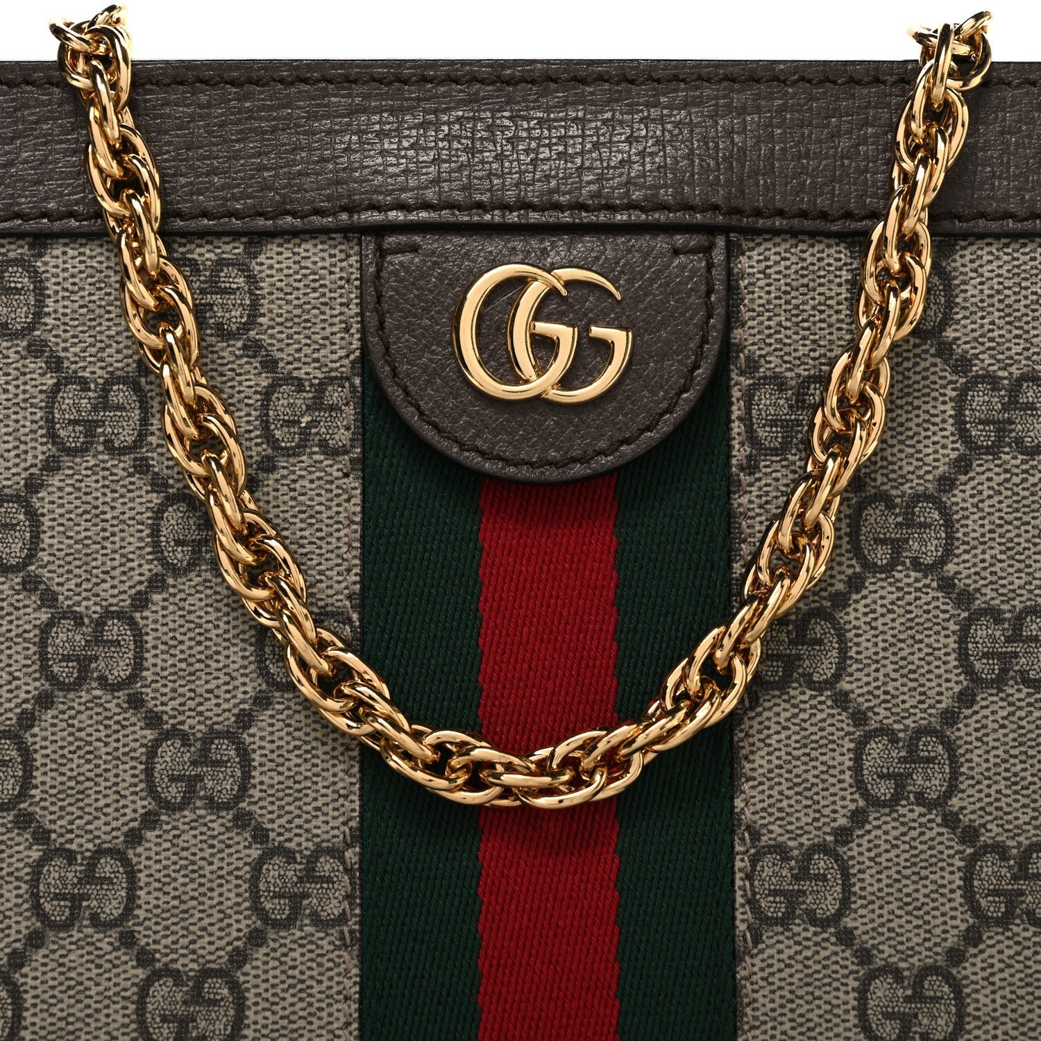 GG Supreme Monogram Web Medium Ophidia Chain Shoulder Bag Brown