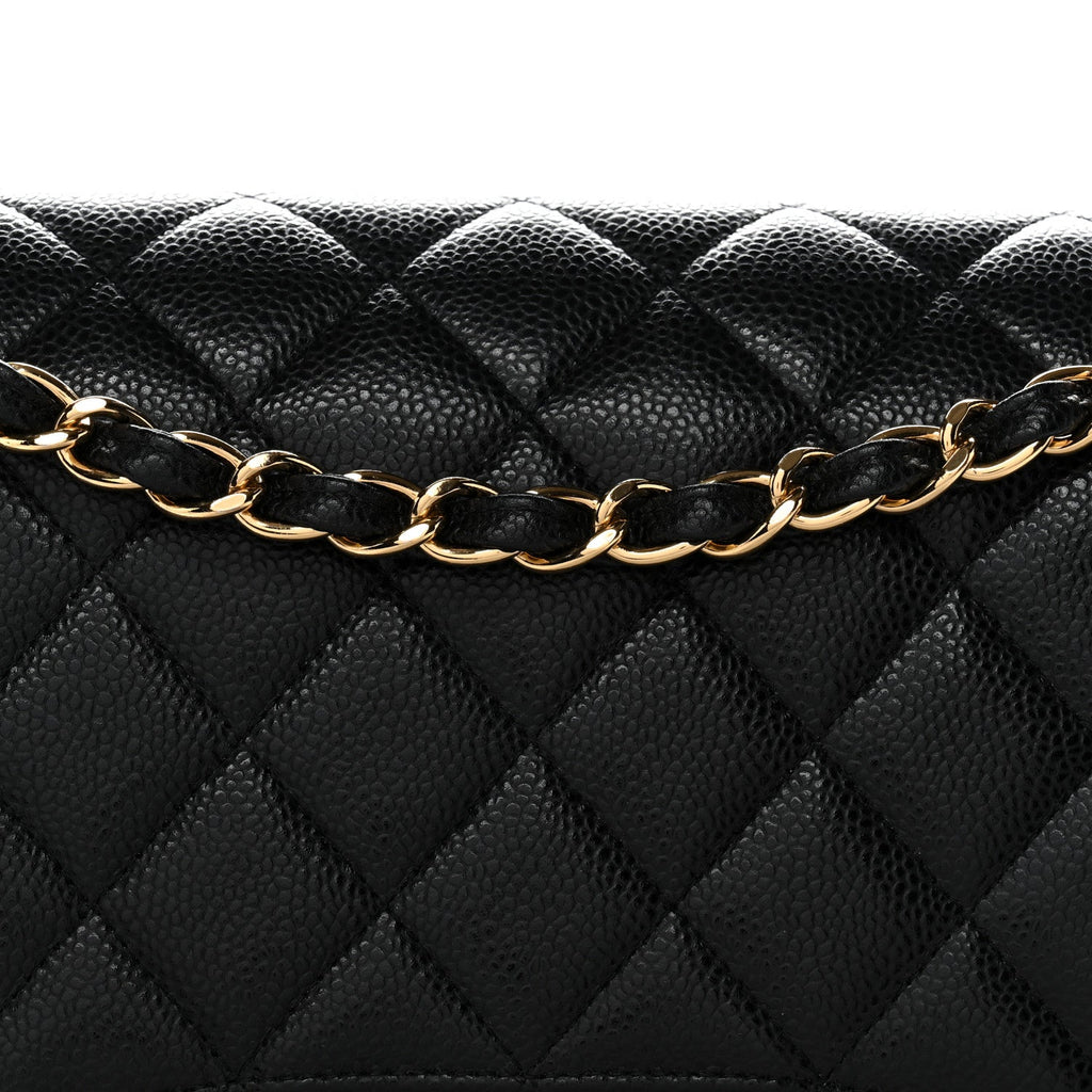 Caviar Quilted Jumbo Double Flap Black