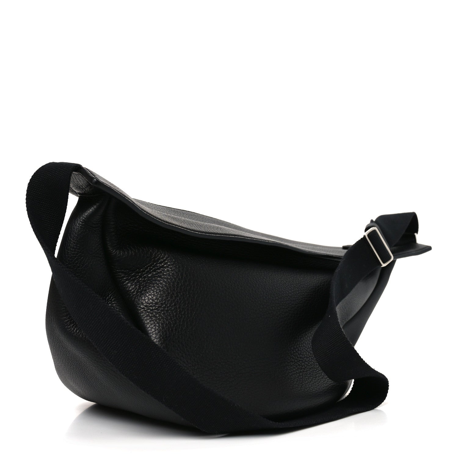 Grained Calfskin Large Slouchy Banana Bag Black