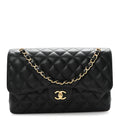 Caviar Quilted Jumbo Double Flap Black