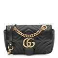 Calfskin Matelasse Mini GG Marmont Shoulder Bag Black