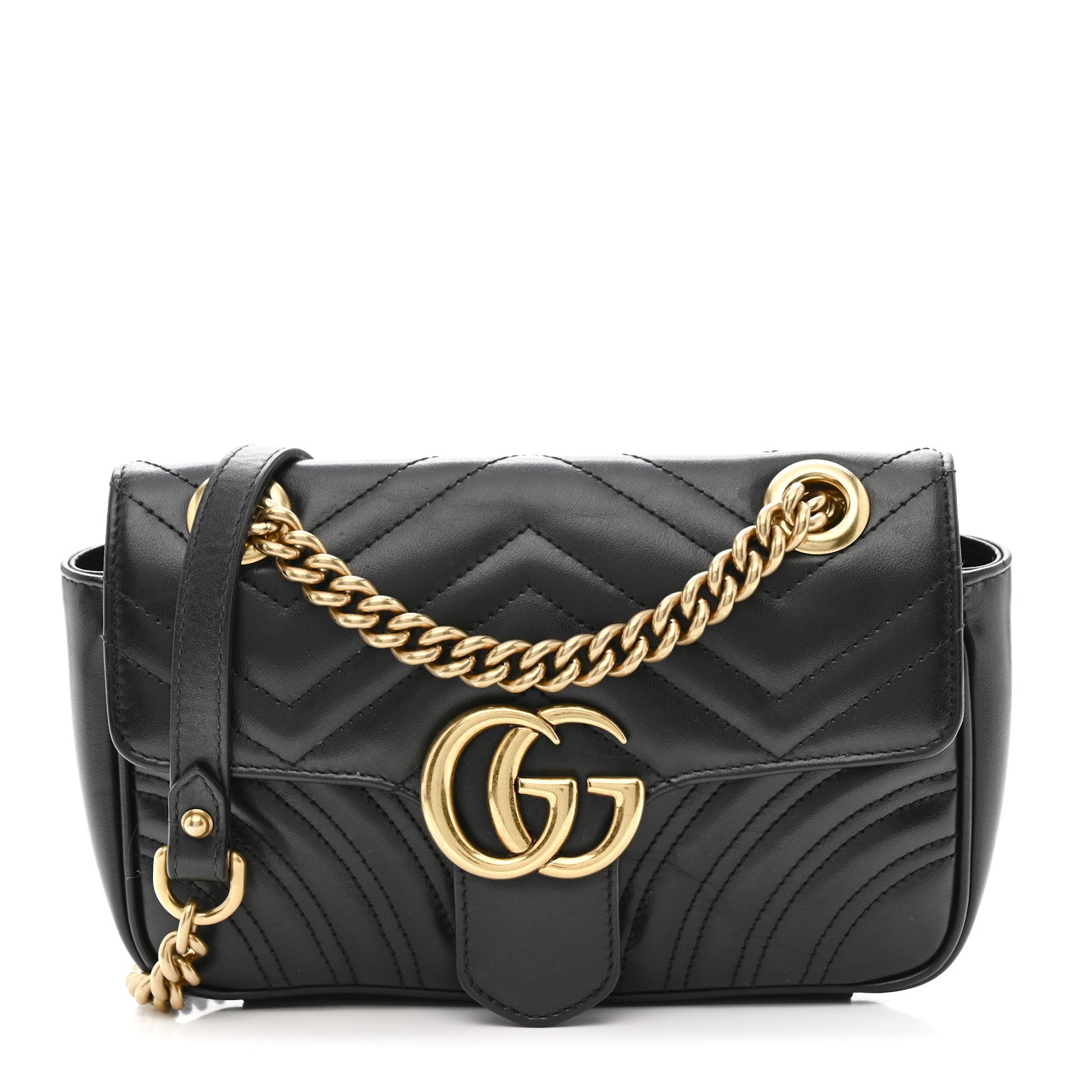 Calfskin Matelasse Mini GG Marmont Shoulder Bag Black