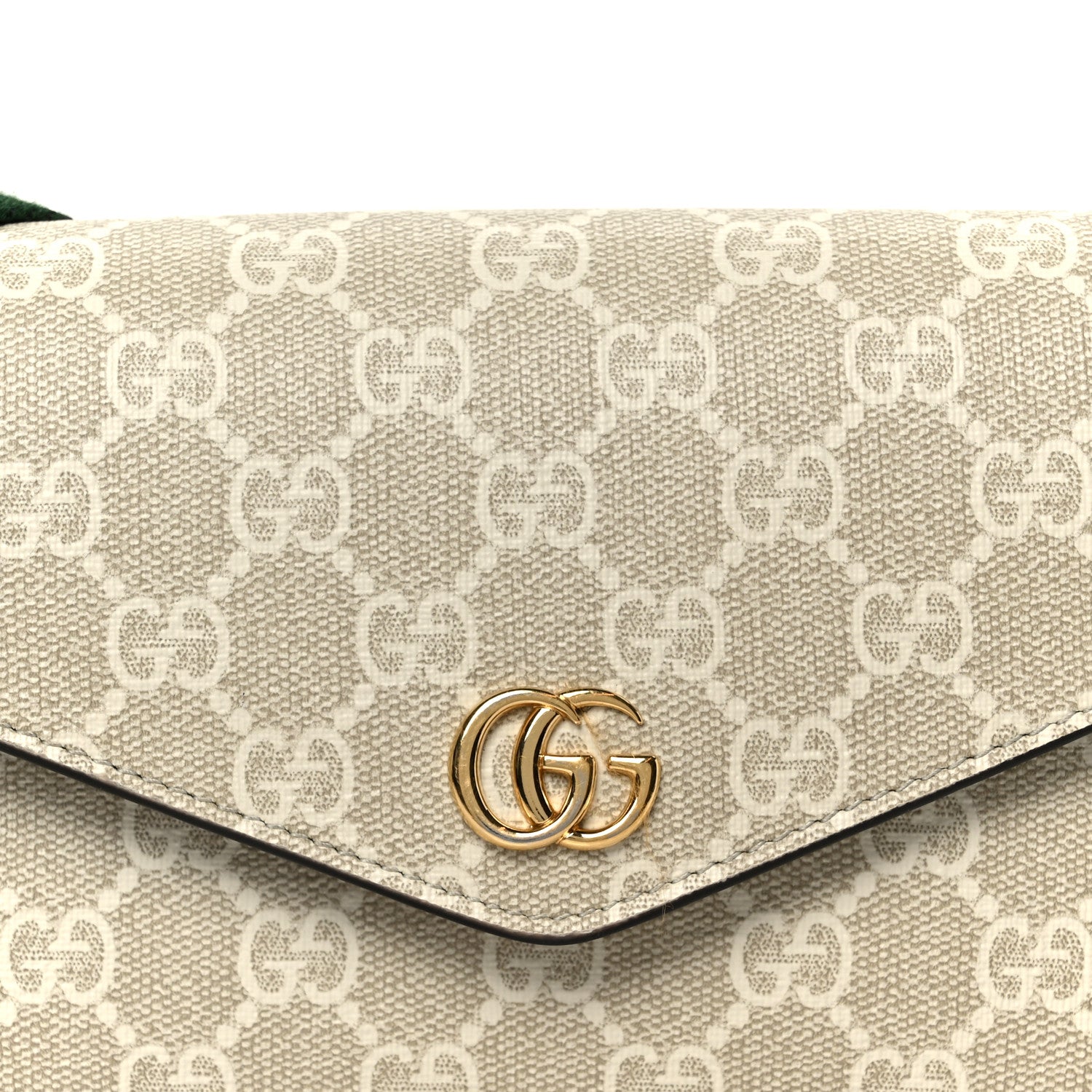 GG Supreme Monogram Textured Dollar Calfskin Web Mini Ophidia Envelope Shoulder Bag Beige Mystic White Oatmeal