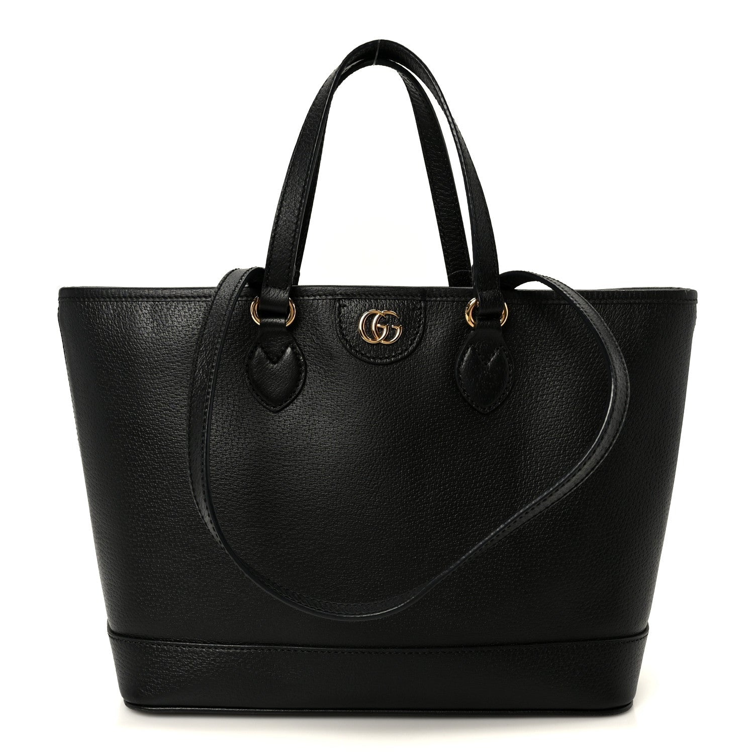 Textured Dollar Calfskin Small Ophidia Shoulder Tote Bag Black