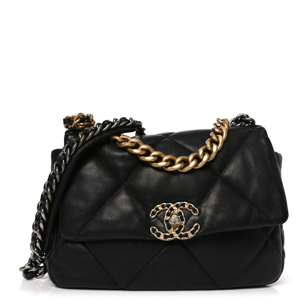 Lambskin Quilted Medium Chanel 19 Flap Black