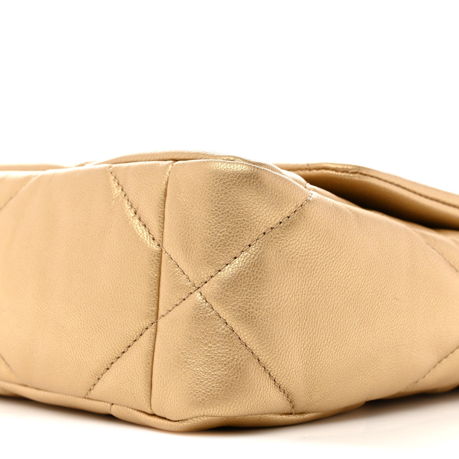 Metallic Goatskin Quilted Medium Chanel 19 Flap Gold
