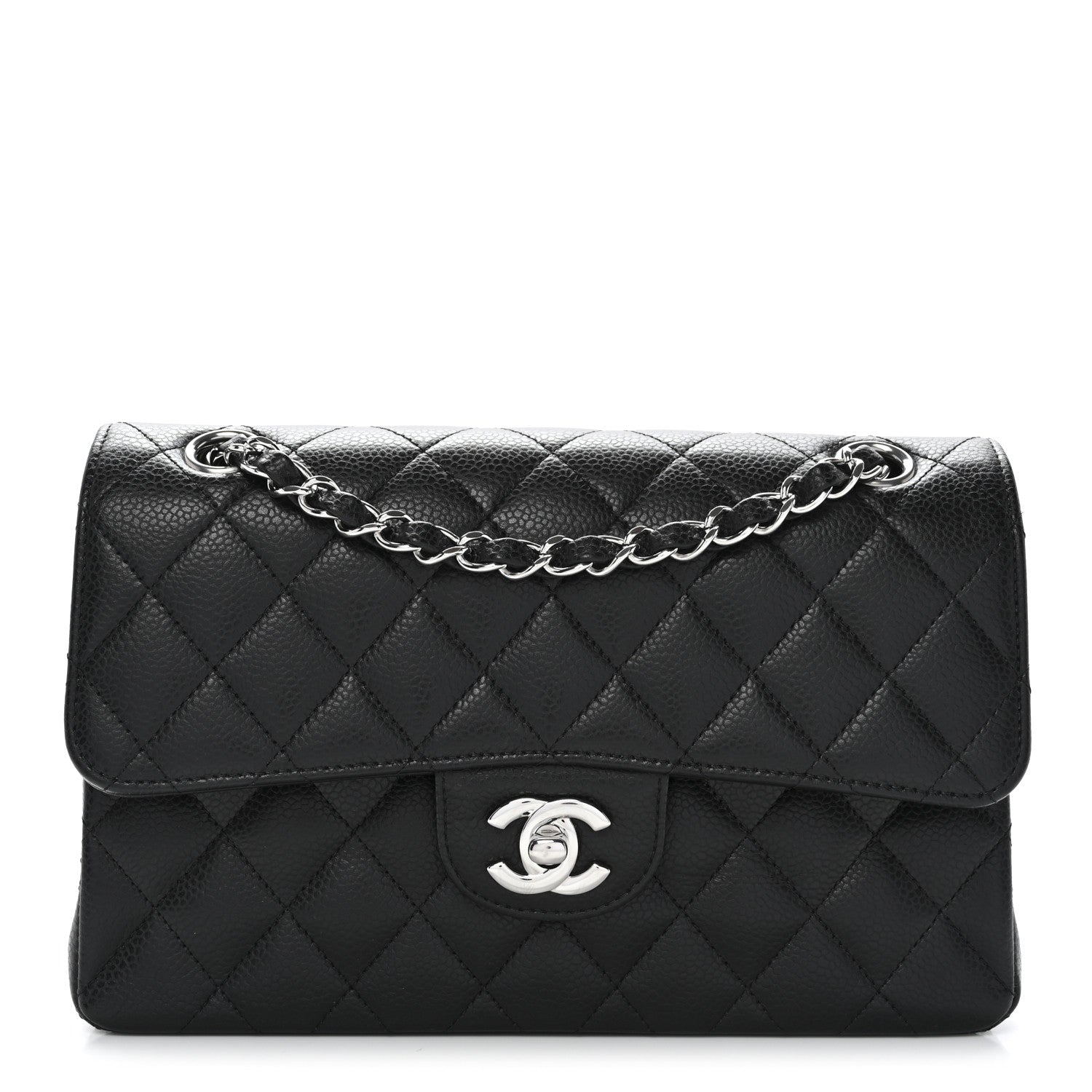 Caviar Quilted Small Double Flap Black