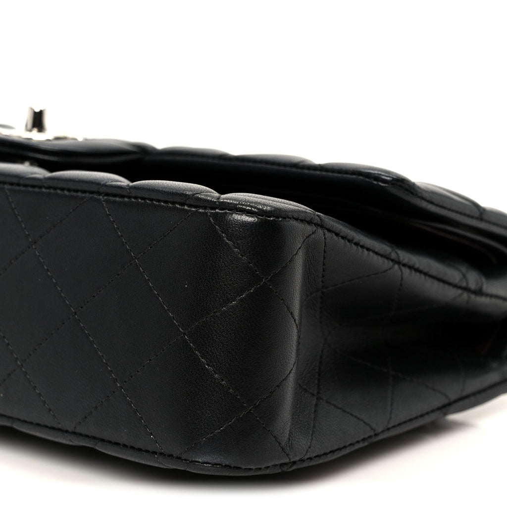 Lambskin Quilted Medium Double Flap Black