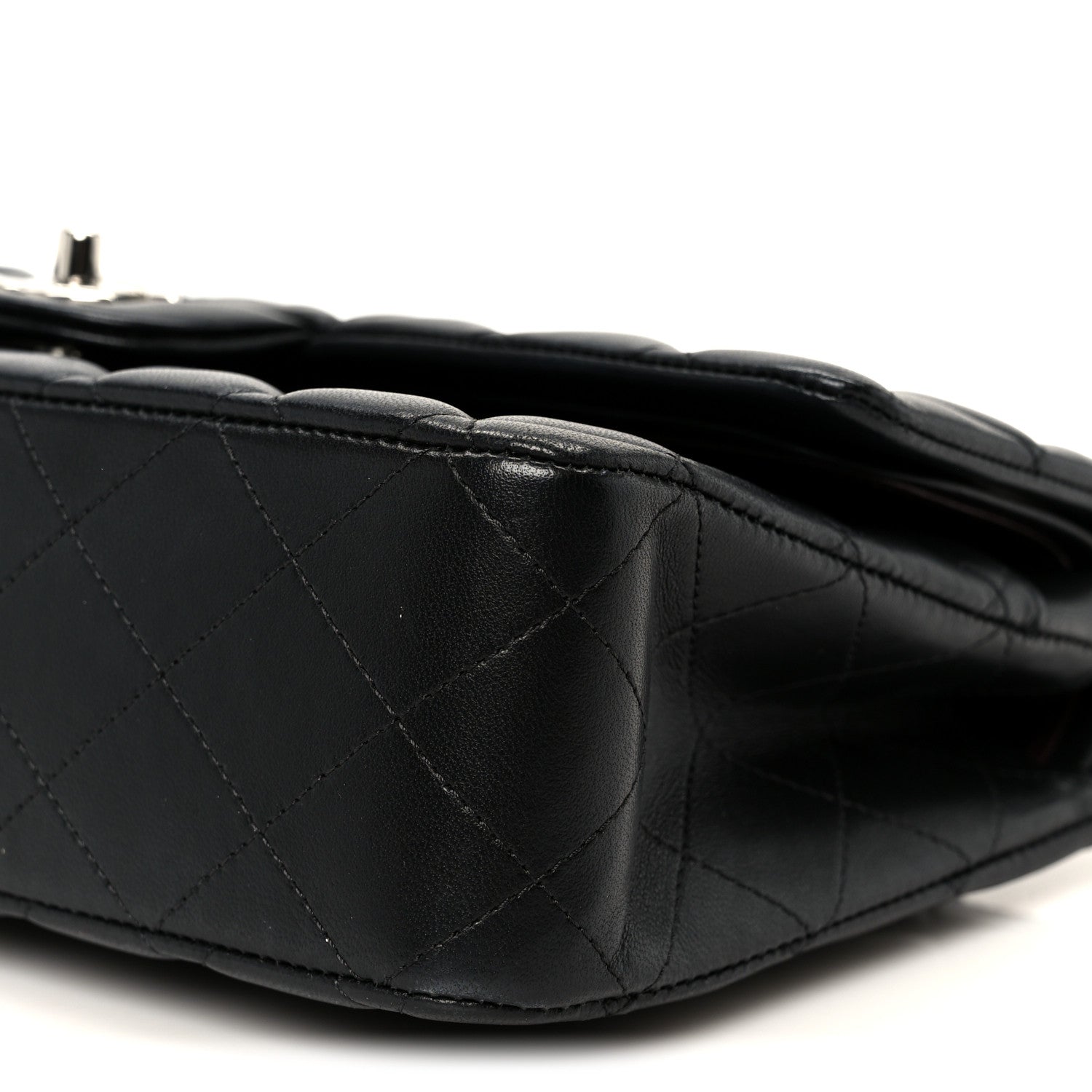 Lambskin Quilted Medium Double Flap Black