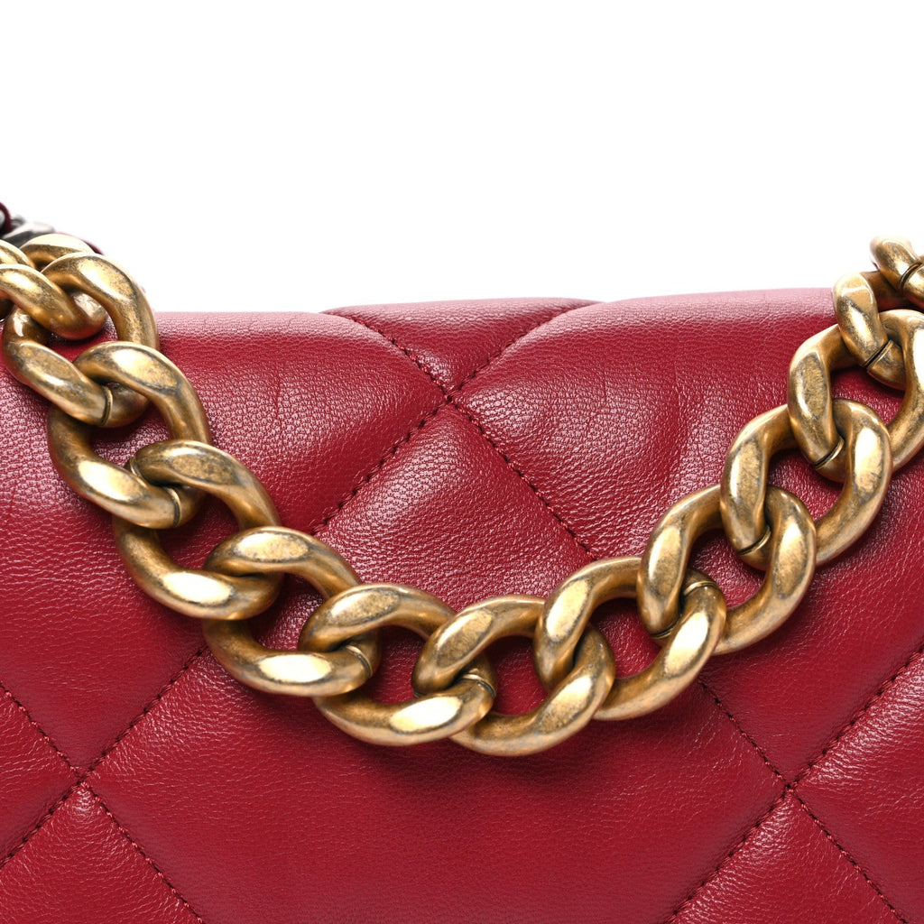 Lambskin Quilted Large Chanel 19 Flap Red