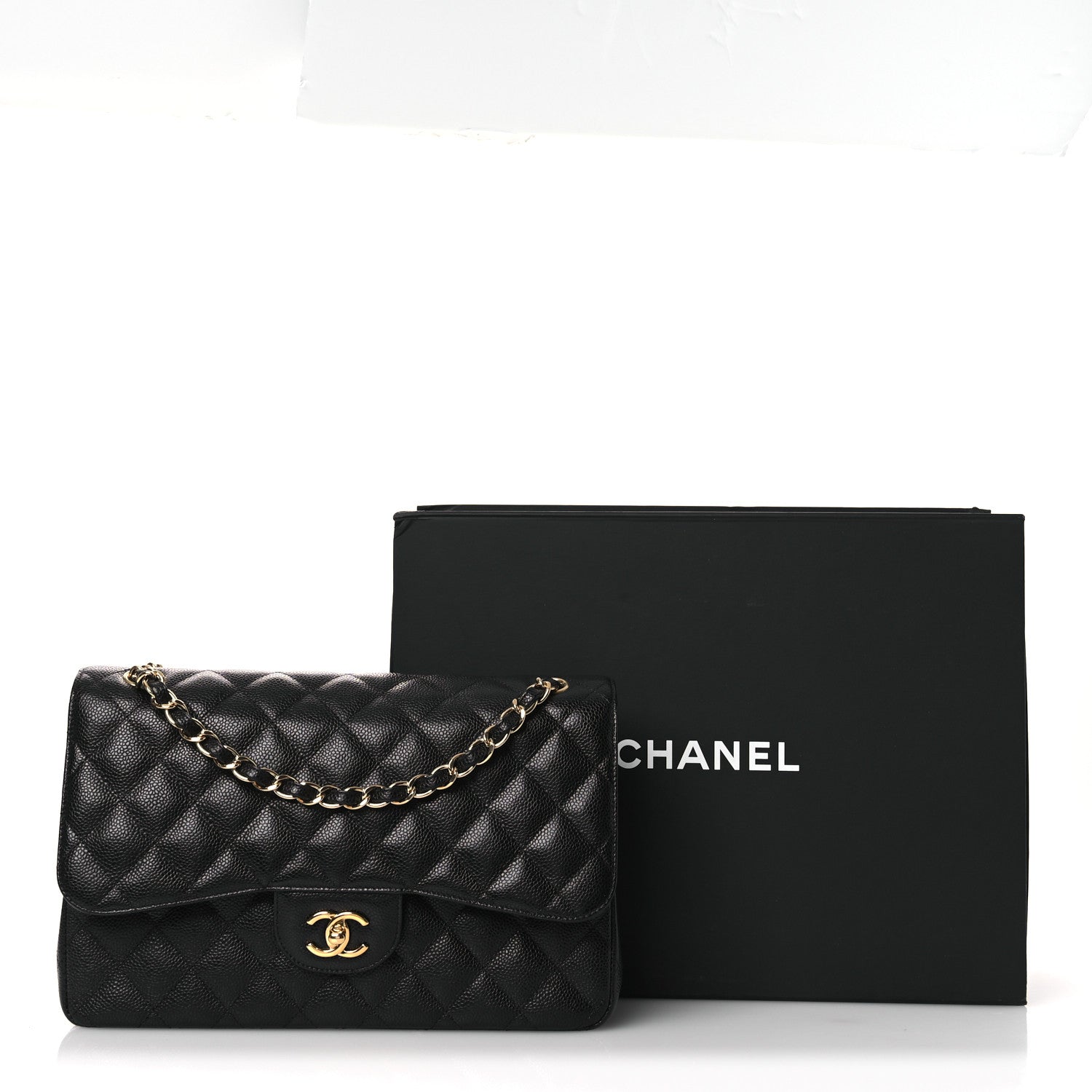 Caviar Quilted Jumbo Double Flap Black