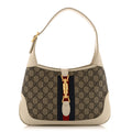 GG Supreme Monogram Azalea Calfskin Web Small Jackie 1961 Hobo Beige Ebony Mystic White