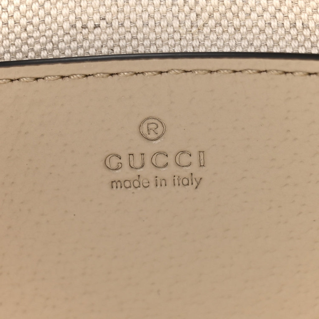 GG Supreme Monogram Textured Dollar Calfskin Web Mini Ophidia GG Handbag Beige Mystic White Oatmeal