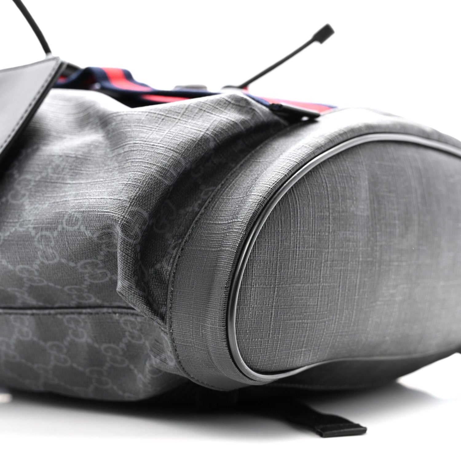 Soft GG Supreme Monogram Calfskin Web Double Buckle Backpack Black
