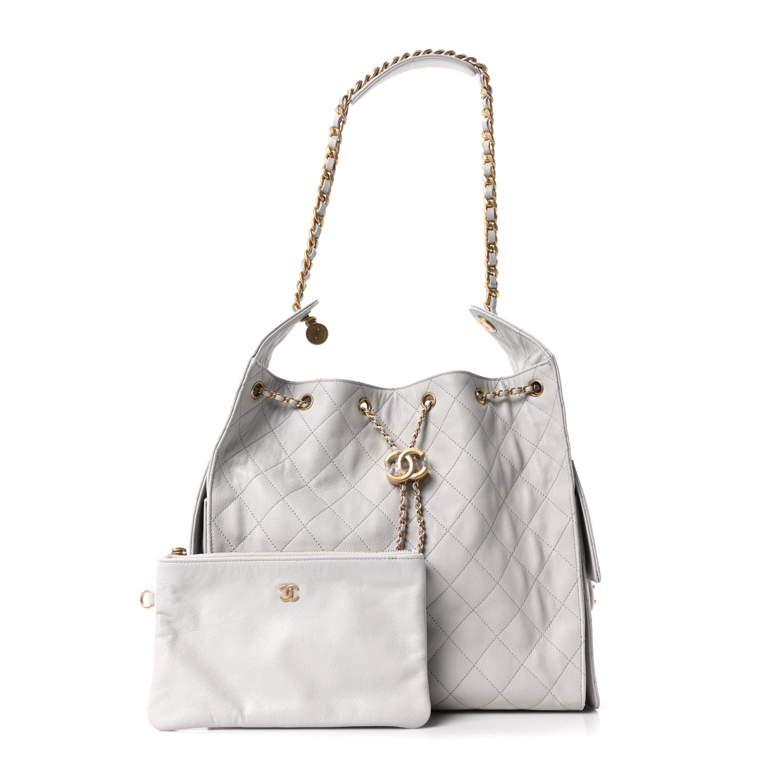 Caviar Quilted Medium Chanel 25 Handbag Light Gray
