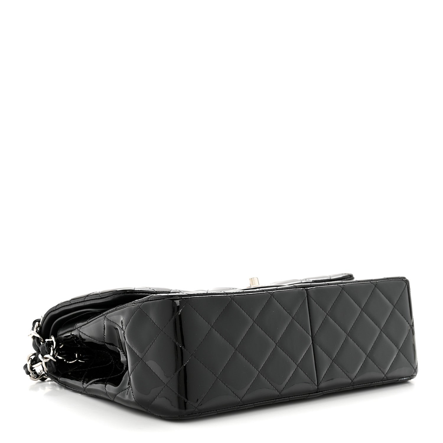 Patent Quilted Jumbo Double Flap Black