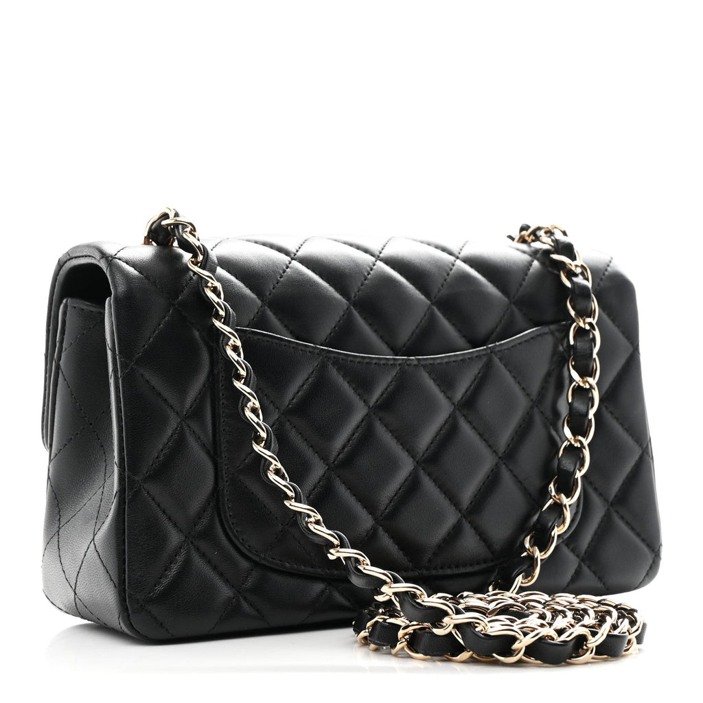 Lambskin Quilted Mini Rectangular Flap Black
