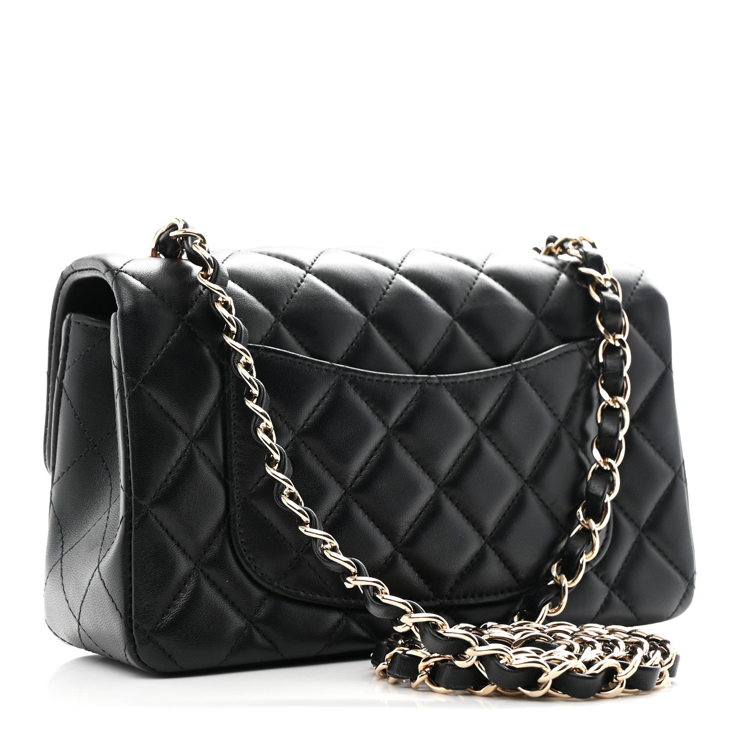 Lambskin Quilted Mini Rectangular Flap Black