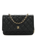 Caviar Quilted Wallet on Chain WOC Black