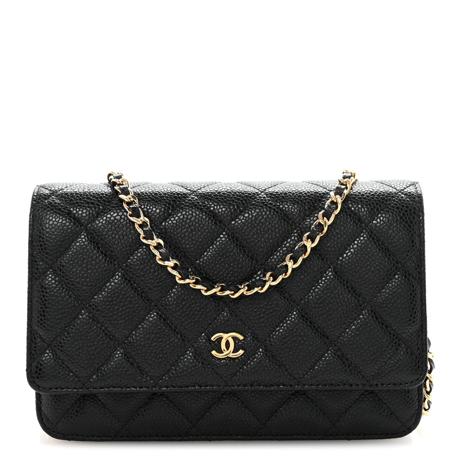 Caviar Quilted Wallet on Chain WOC Black