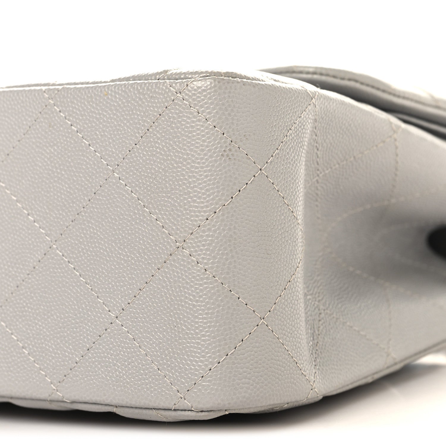 Caviar Quilted Jumbo Double Flap Grey