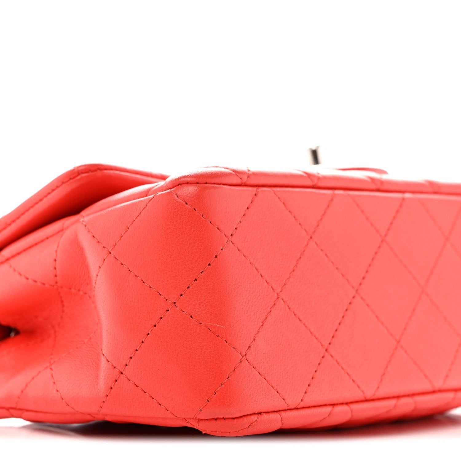 Lambskin Quilted Mini Rectangular Flap Red