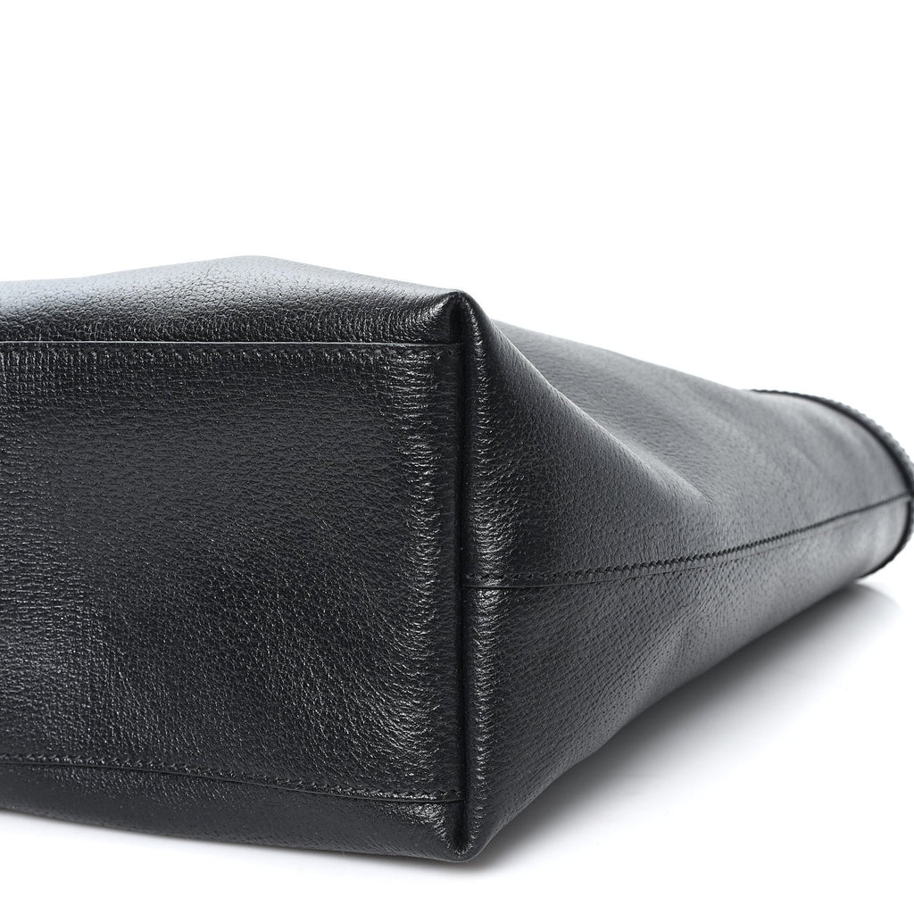 Textured Calfskin Web Medium Ophidia Shopping Tote Black