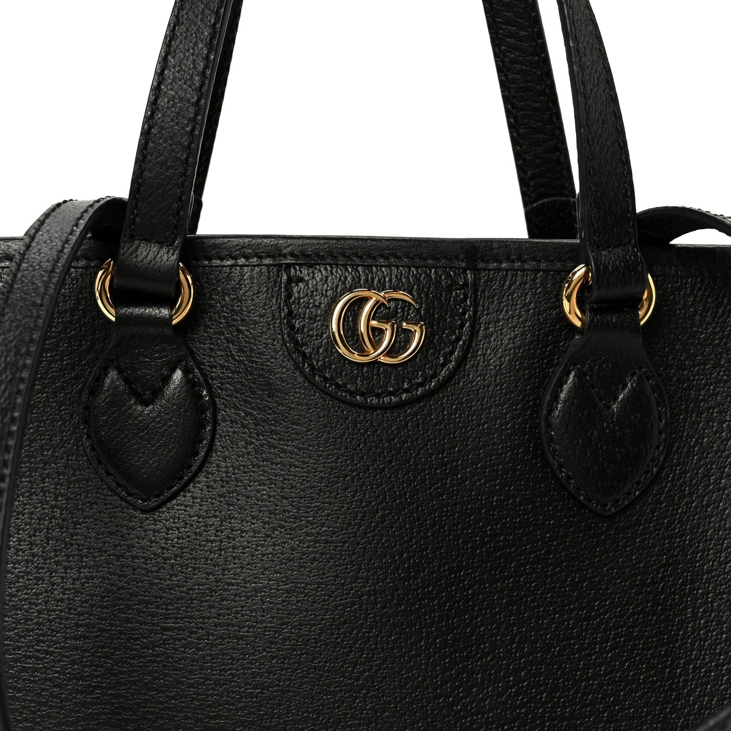 Textured Dollar Calfskin Small Ophidia Shoulder Tote Bag Black