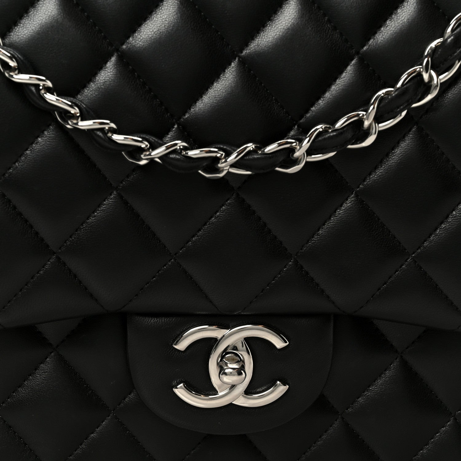 Lambskin Quilted Maxi Double Flap Black