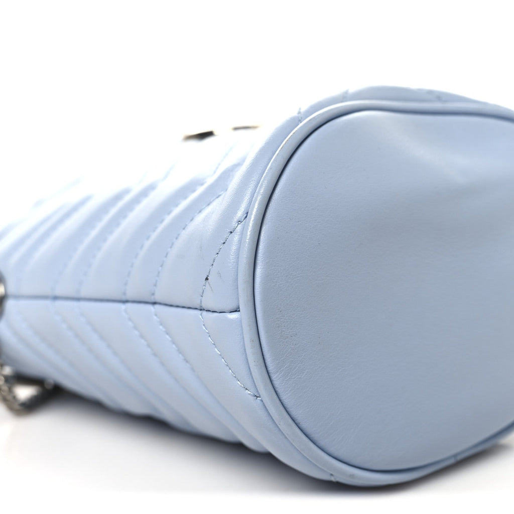 Calfskin Matelasse Mini GG Marmont 2.0 Bucket Bag Porcelain Light Blue