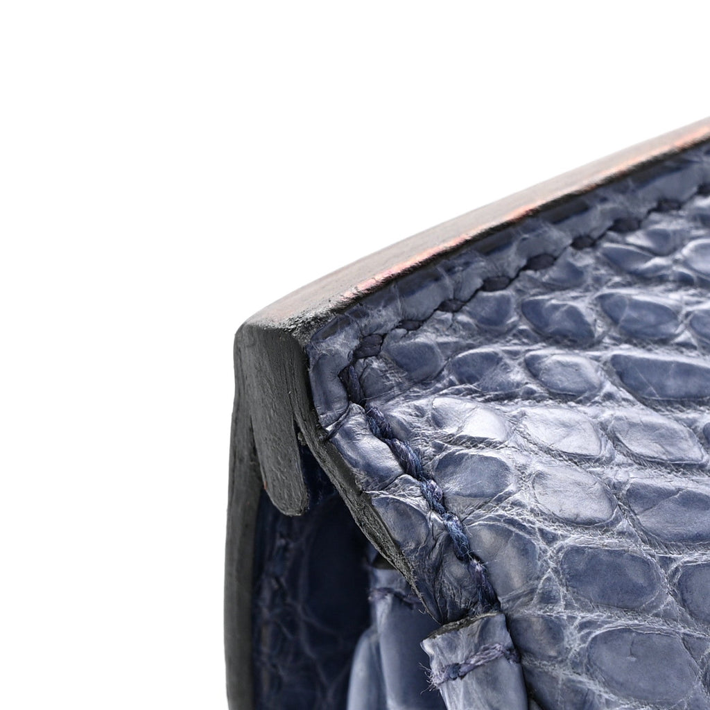 Matte Porosus Crocodile 18K White Gold Diamond Birkin 35 Bleu Brighton