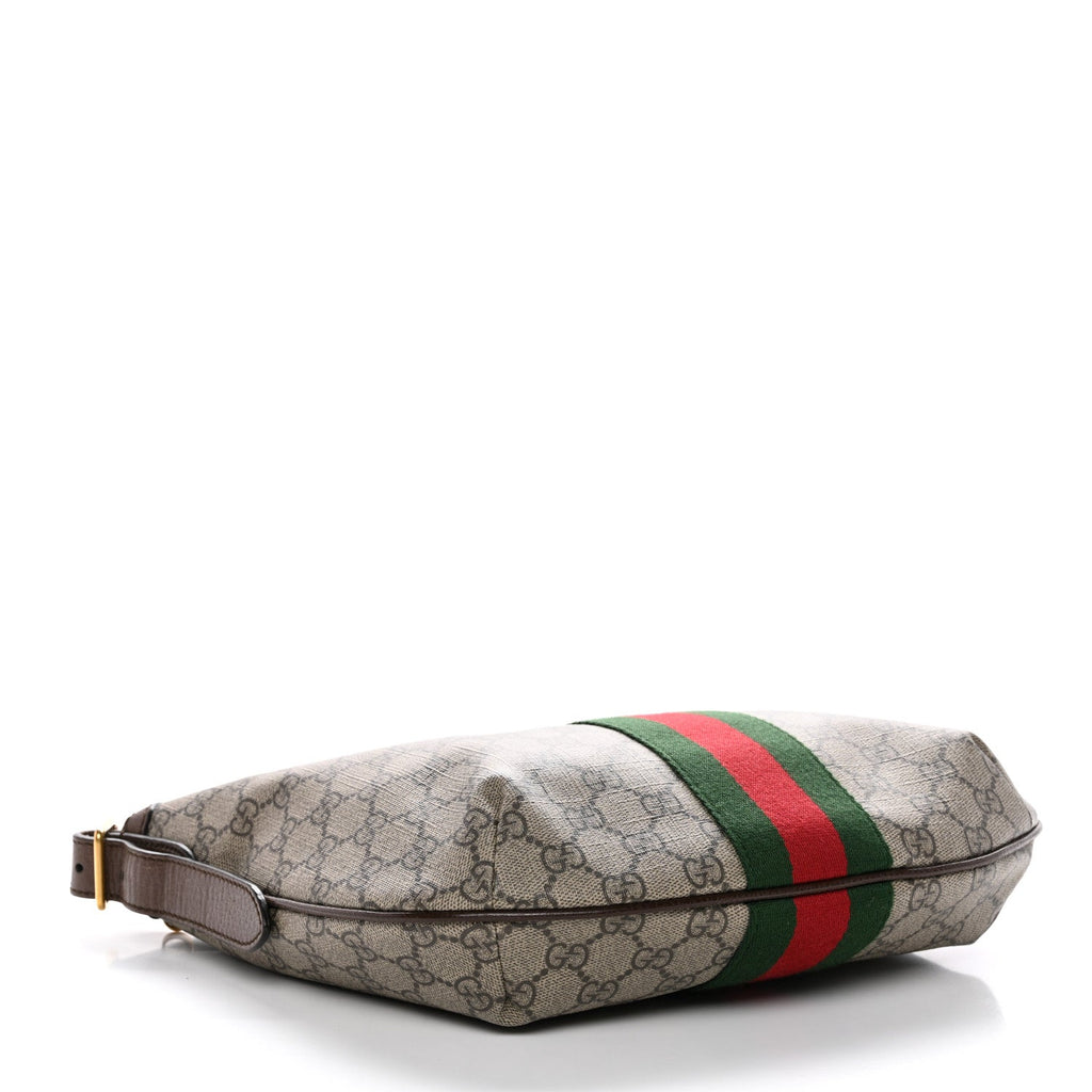 GG Supreme Monogram Web Small Ophidia Half Moon Hobo Brown