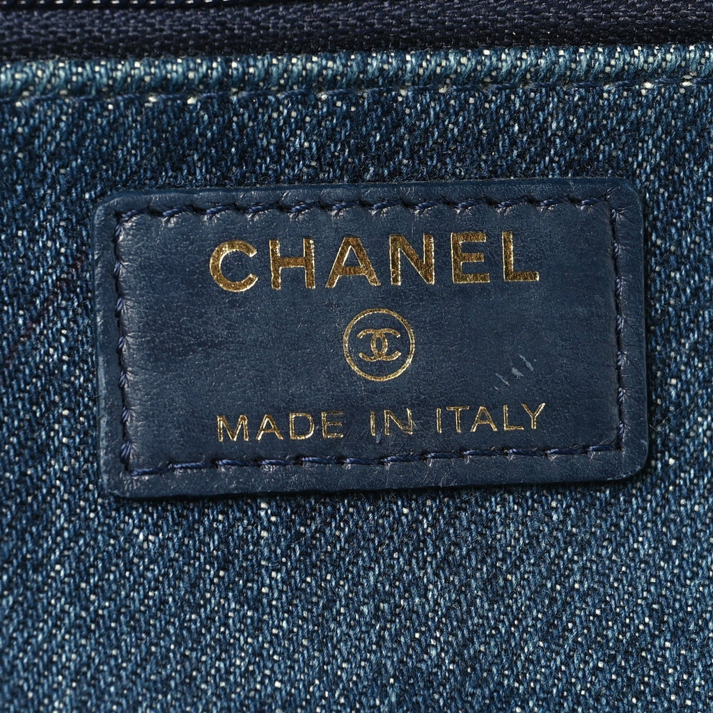 Denim Quilted Chanel 19 Wallet On Chain WOC Blue