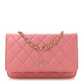 Caviar Quilted Wallet on Chain WOC Pink