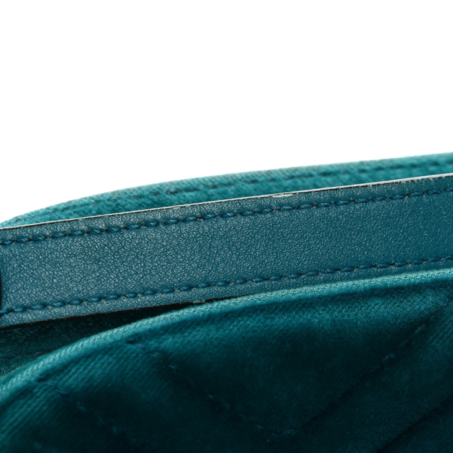 Velvet Matelasse Small GG Marmont Chain Shoulder Bag Pavone Cyan