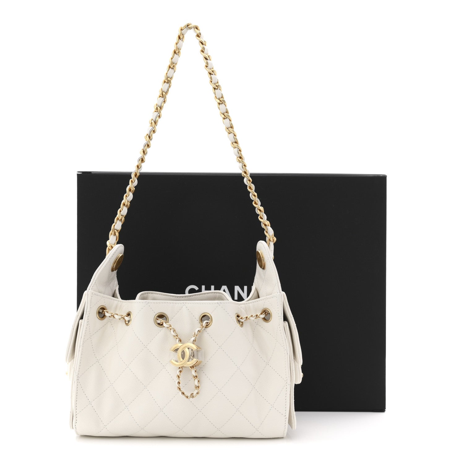 Caviar Quilted Mini Chanel 25 Handbag White