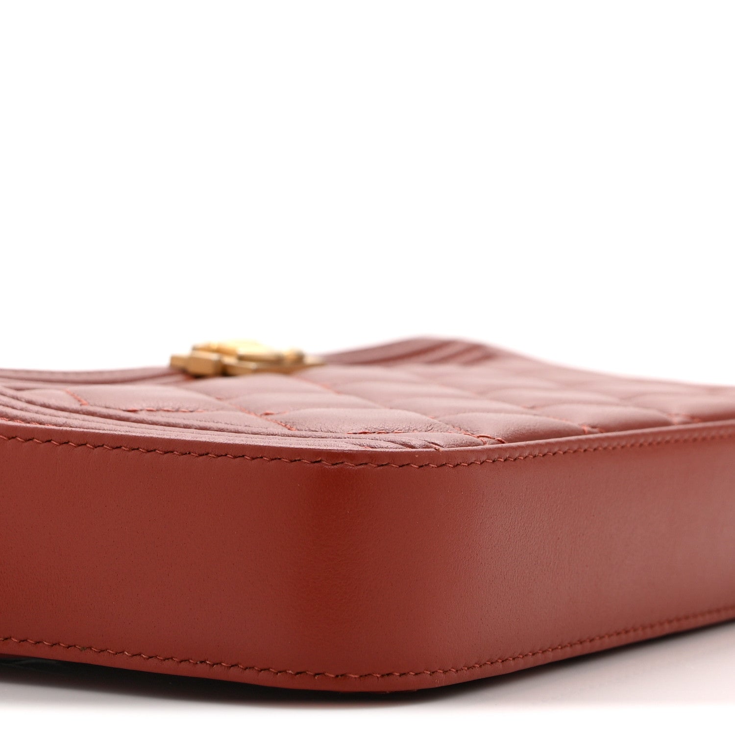Lambskin Quilted Small Boy Clutch With Chain Orange