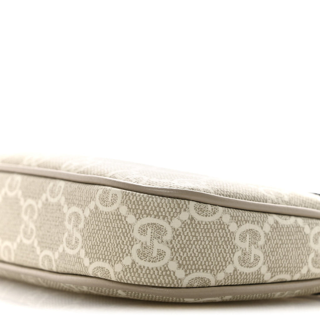 GG Supreme Monogram Textured Dollar Calfskin Web Mini Ophidia GG Handbag Beige Mystic White Oatmeal