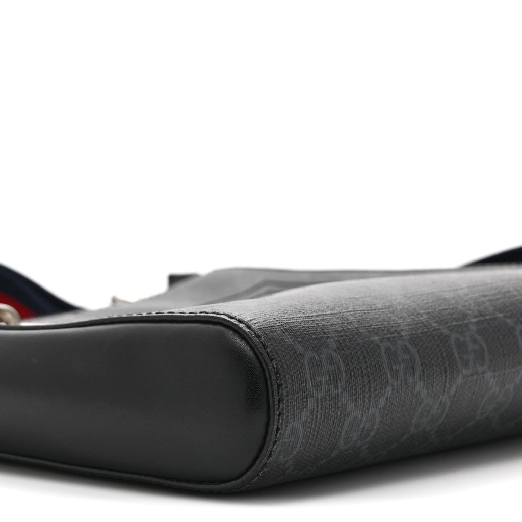 GG Supreme Monogram Web Small Flat Messenger Bag Black Grey